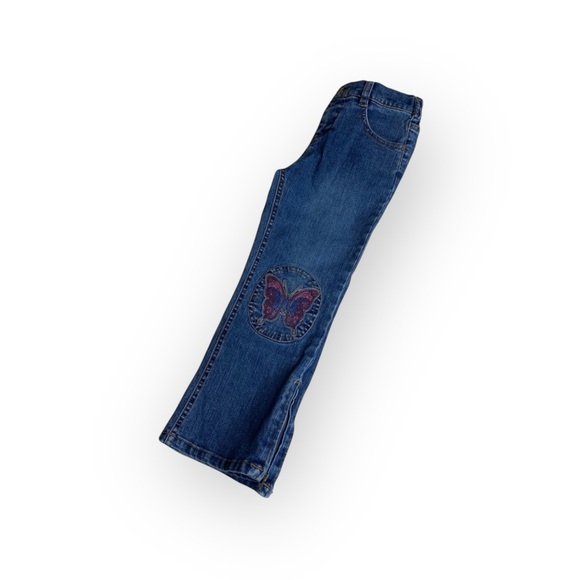 Guess ❤︎ Embroidered Butterfly Knee Patch Denim Jeans ❤︎ 4 4T ❤︎ Elastic Waist - Picture 8 of 16